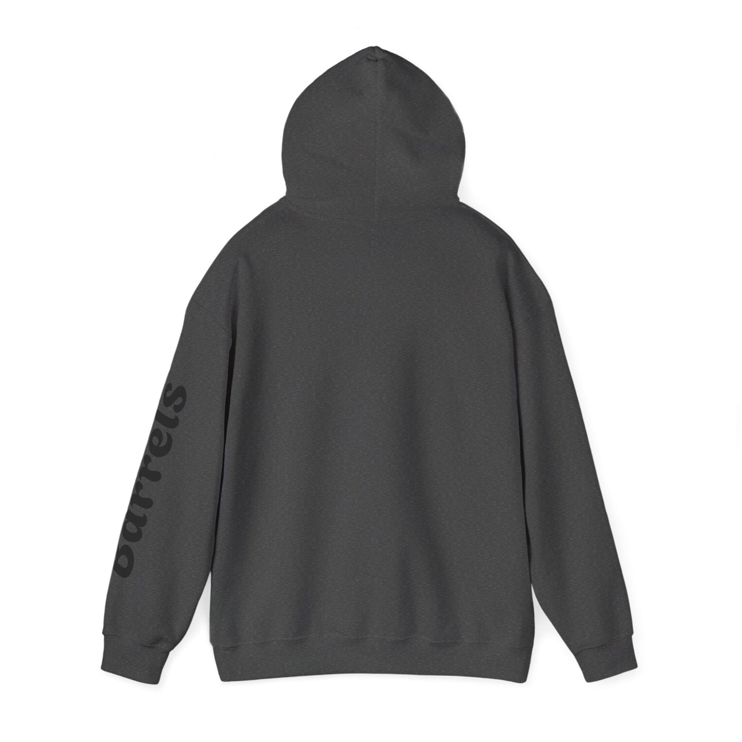 Cowboy Barrel Racing Hoodie — Western Rodeo Pullover with 'barrels' Sleeve Text