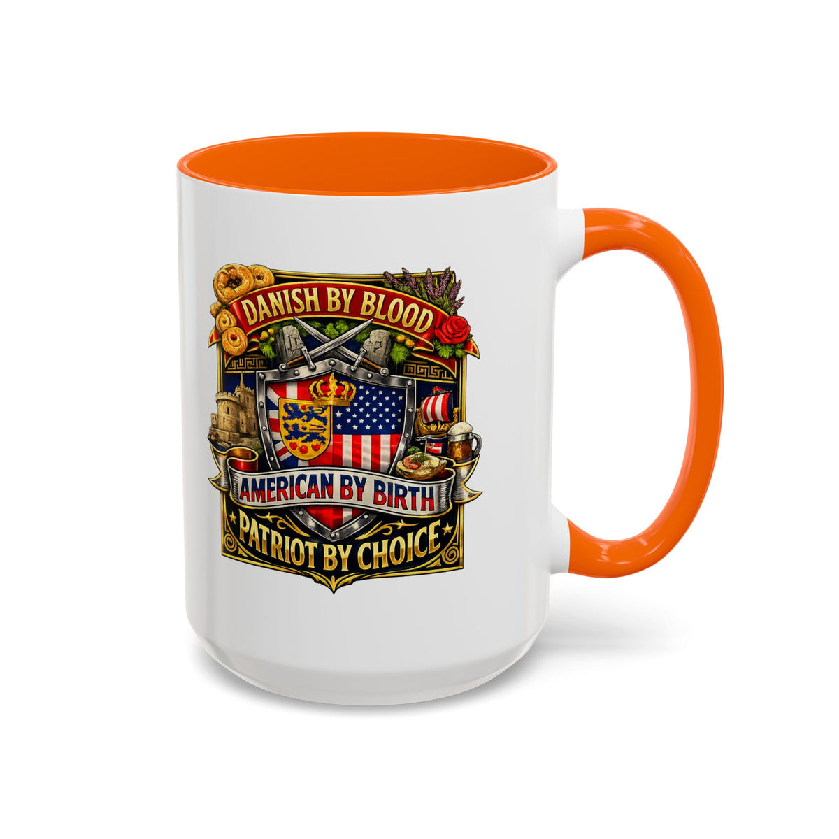 Danish/American Pride Danish by Blood, American by Birth Accent Coffee Mug (11/15oz)