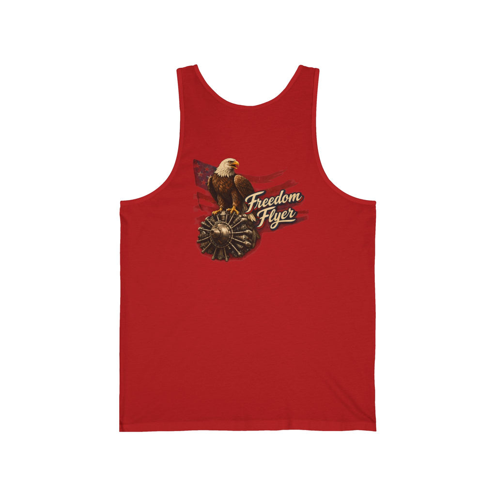 Freedom Flyer Tank Top — Eagle, Motorcycle & P-51 Plane Patriotic Graphic Tank