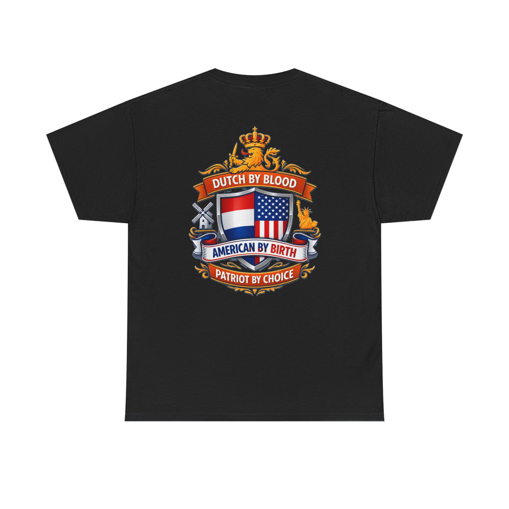 Dutch by Blood, American by Birth T-Shirt — Patriotic Netherlands USA Crest Tee