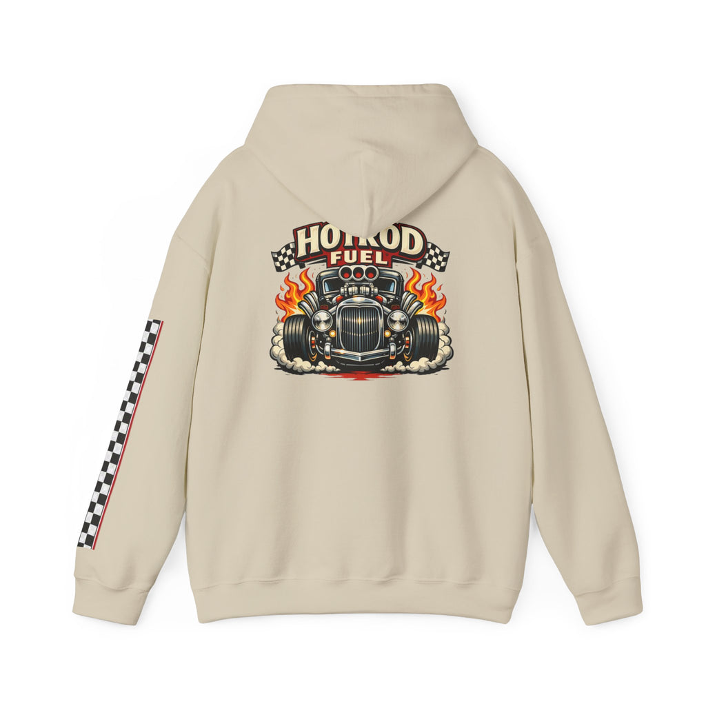Hot Rod Hoodie — "Hot Rod Fuel" Vintage Car Racing Pullover