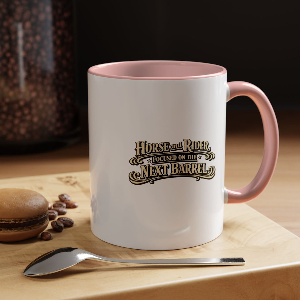 Barrel Racing Coffee Mug — "Horse and Rider Focused on the Next Barrel"