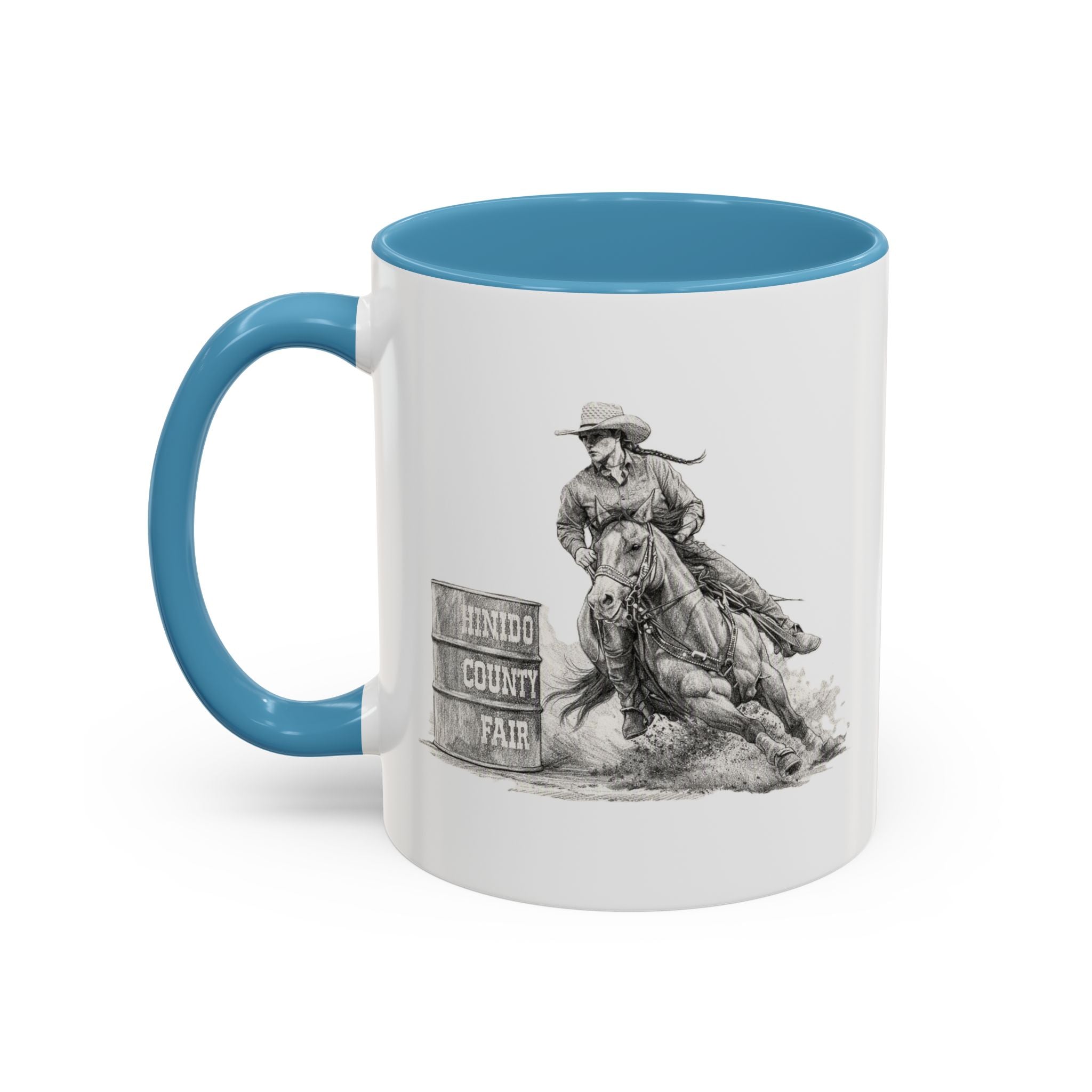 Barrel Racing Coffee Mug — "Horse and Rider Focused on the Next Barrel"
