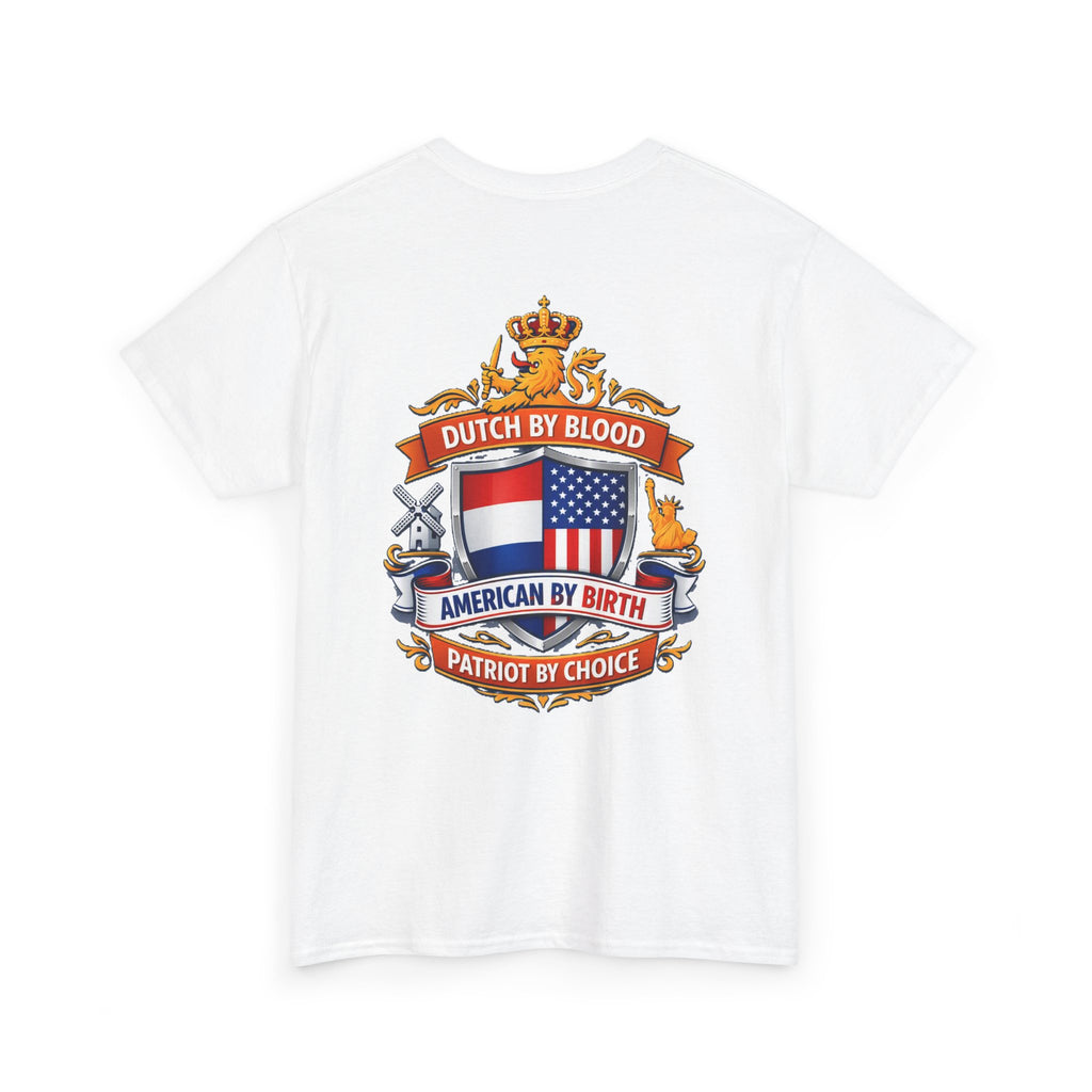 Dutch by Blood, American by Birth T-Shirt — Patriotic Netherlands USA Crest Tee