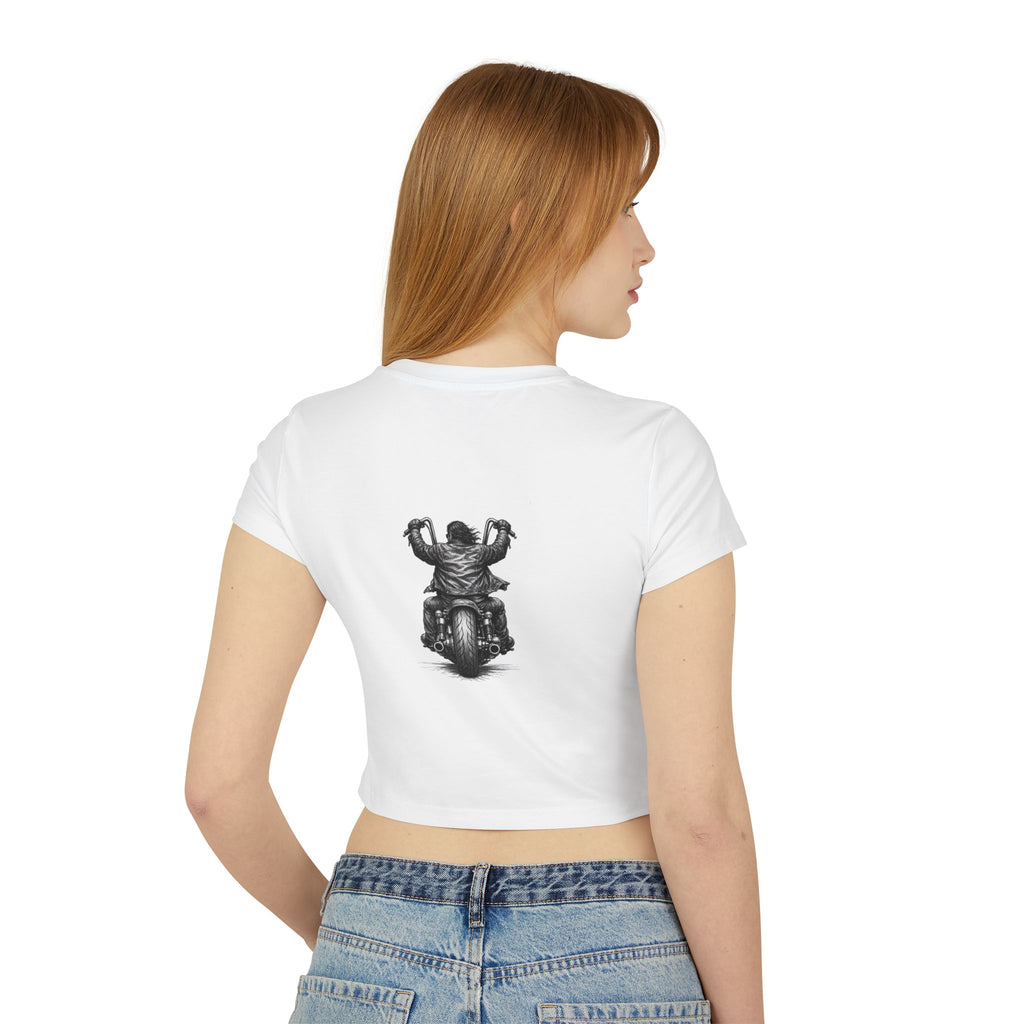 Biker Women's Baby Tee — Vintage "BBBAD" Design