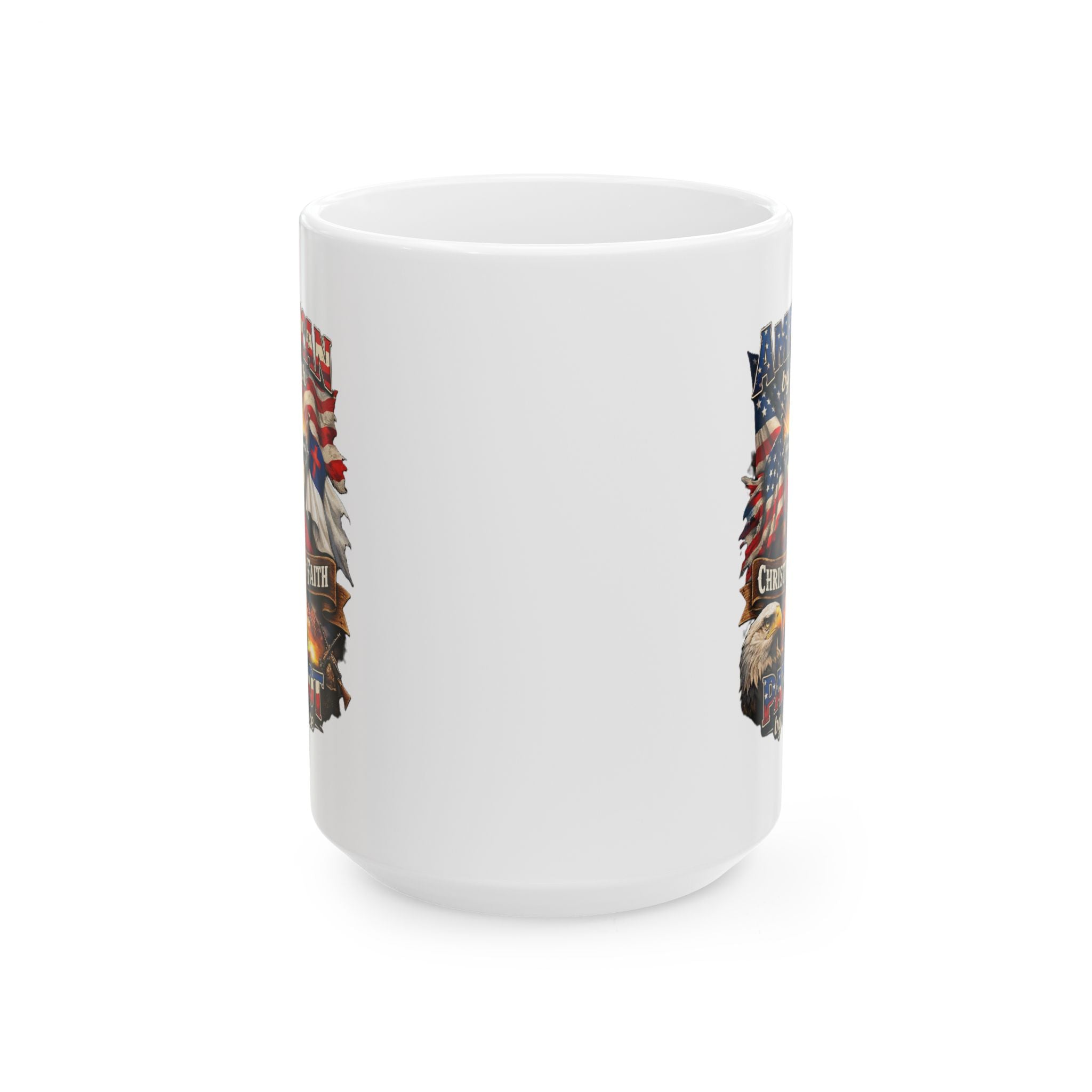 Patriotic Eagle Ceramic Mug - American Flag Skull Design (11oz, 15oz)