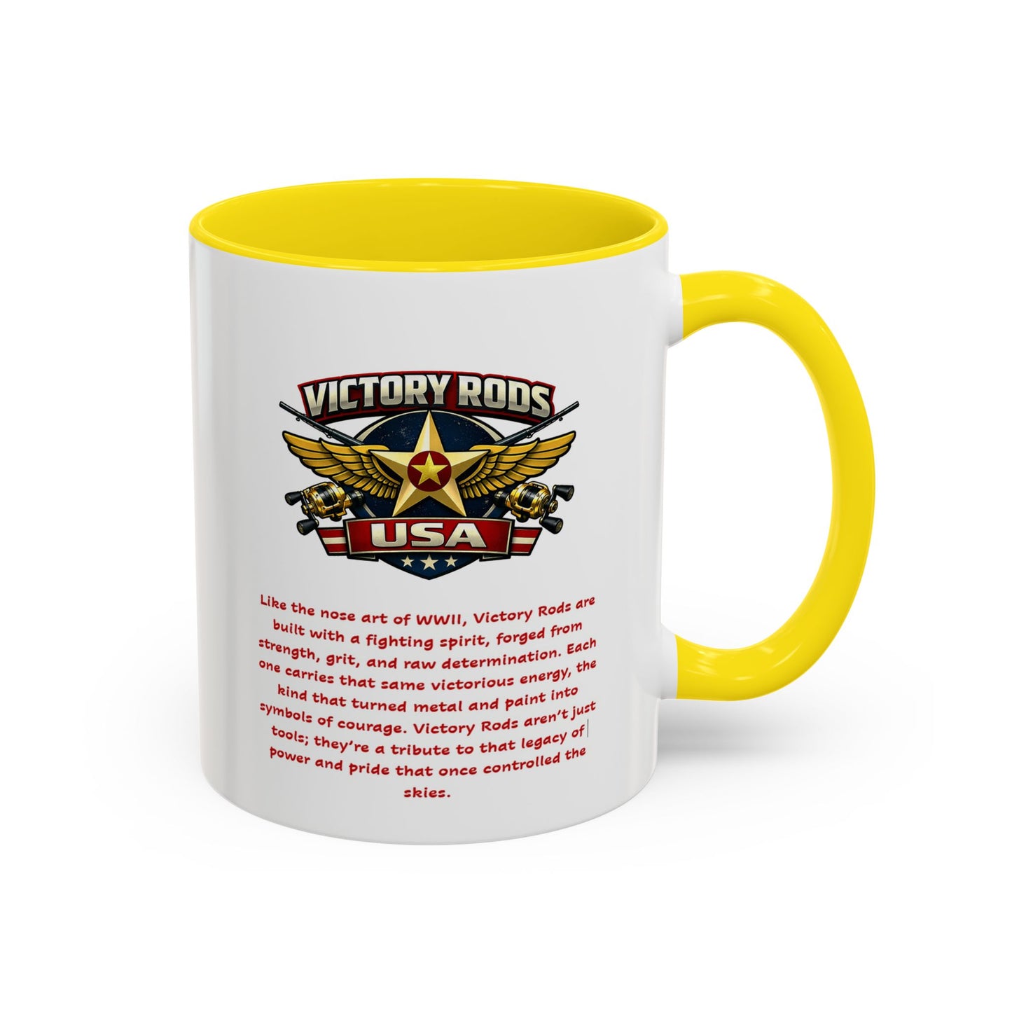 Victory Rods Sportfisherman's WWII Nose Art Pin-Up Illustration Mug | Ceramic Coffee Cup