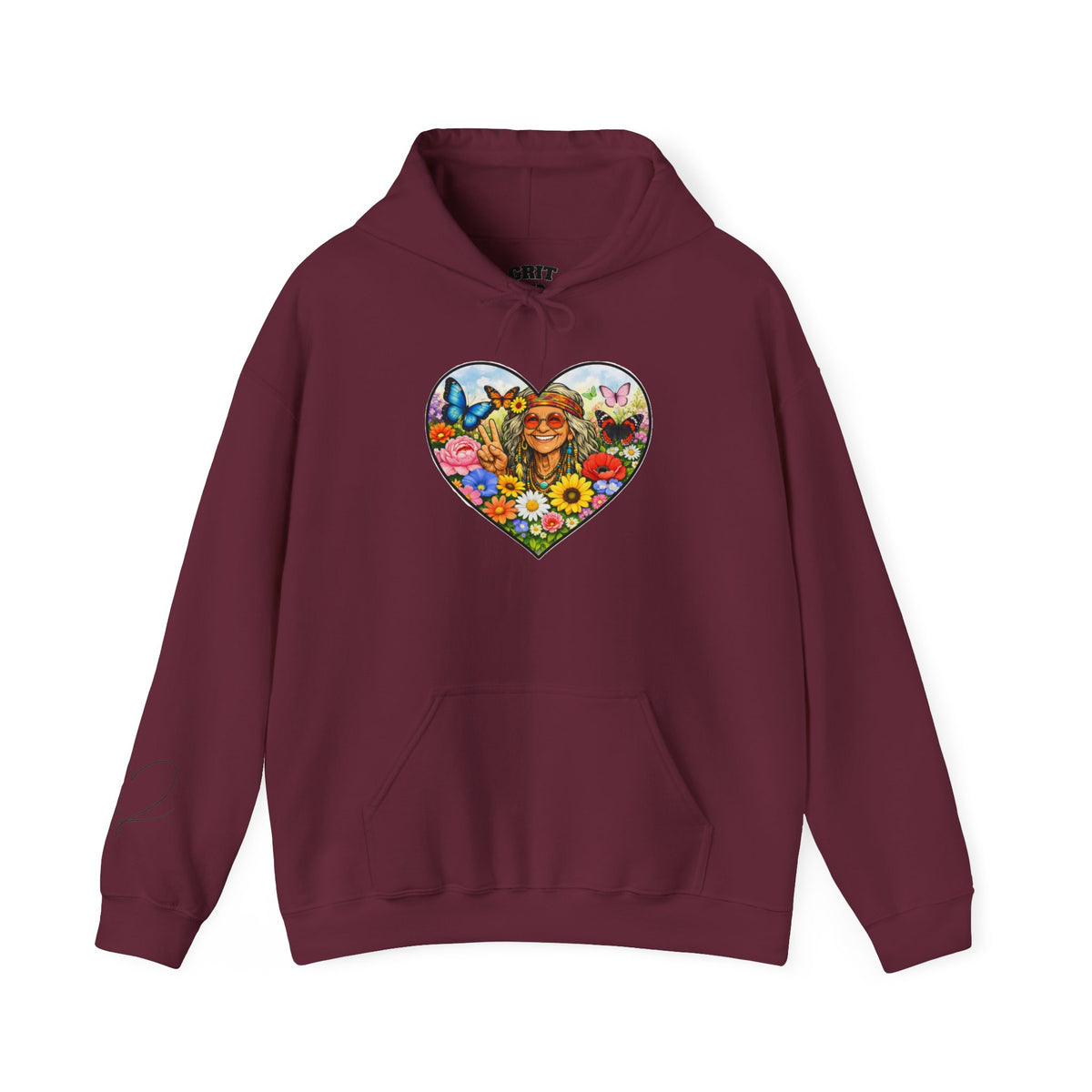 Heart Floral Hippie Hoodie - Vintage Flower Child Pullover