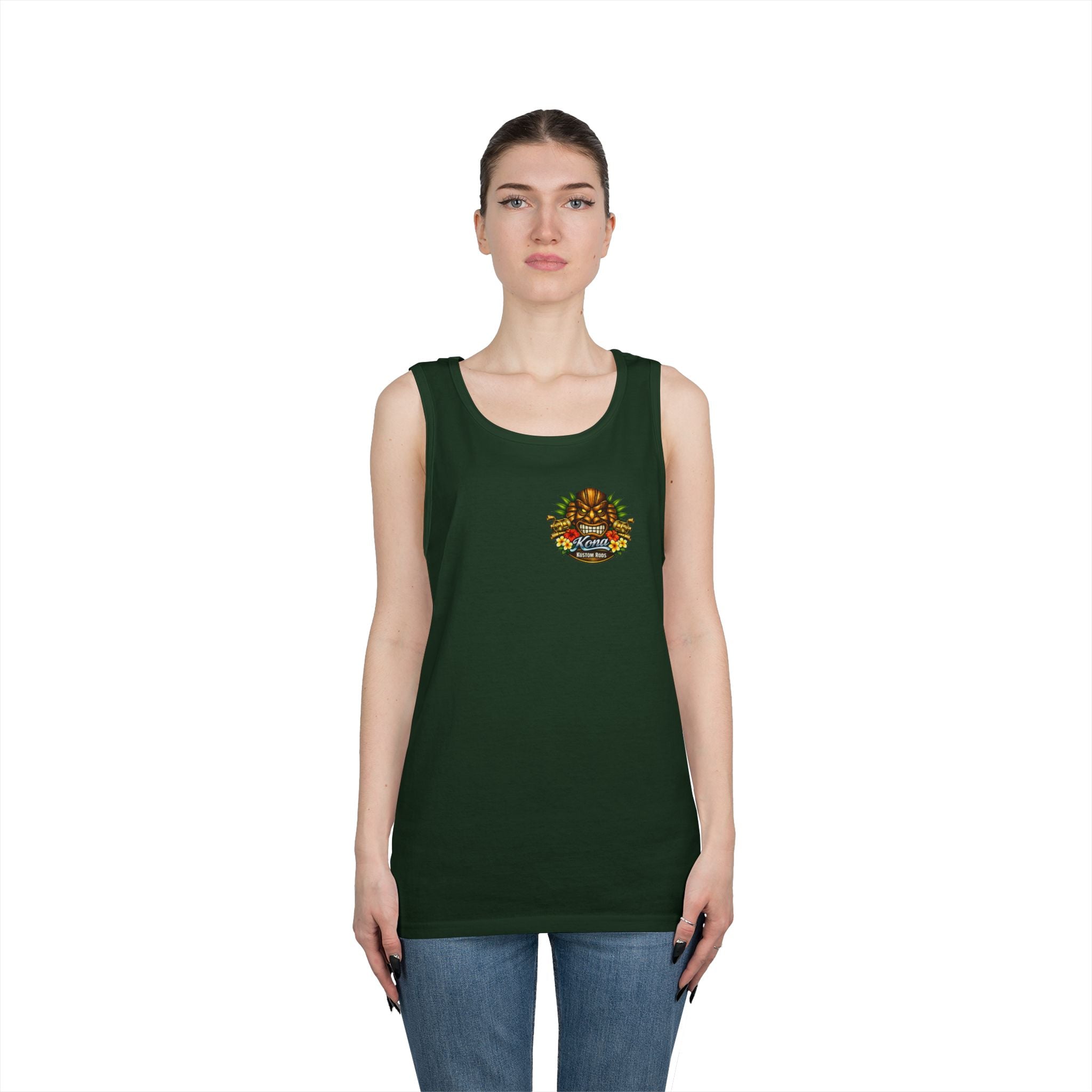 Kona Rods Vintage Pinup Beach Tank Top — 'Thresher Shark Anne' Retro WWII Nose Art