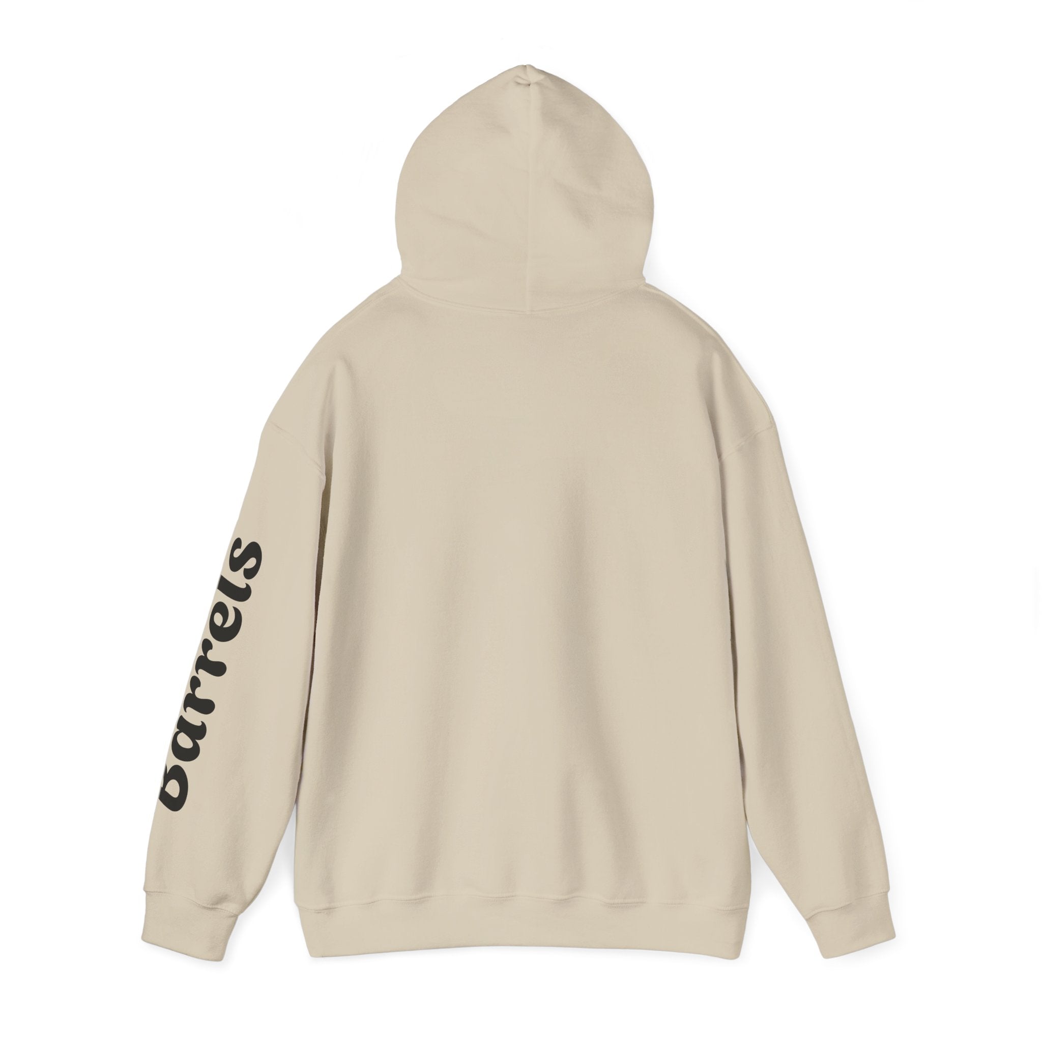 Cowgirl Barrel Racing Hoodie — Western Rodeo Pullover with 'barrels' Sleeve Text