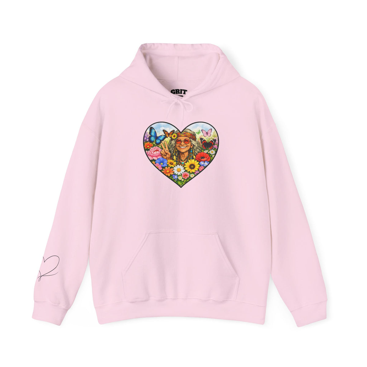 Heart Floral Hippie Hoodie - Vintage Flower Child Pullover