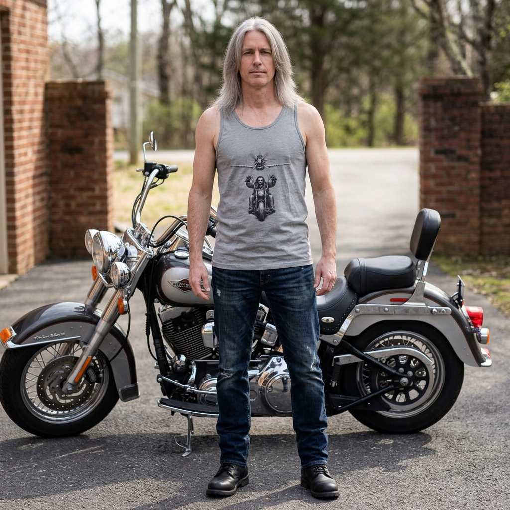 Freedom Flyer Tank Top — Eagle, Motorcycle & P-51 Plane Patriotic Graphic Tank