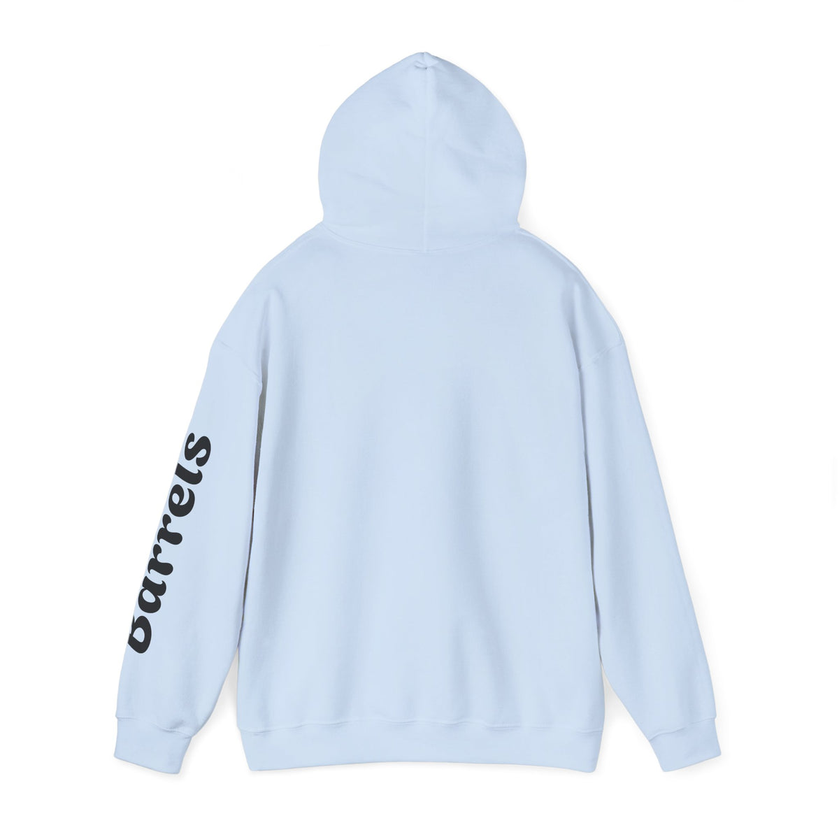 Cowgirl Barrel Racing Hoodie — Western Rodeo Pullover with 'barrels' Sleeve Text