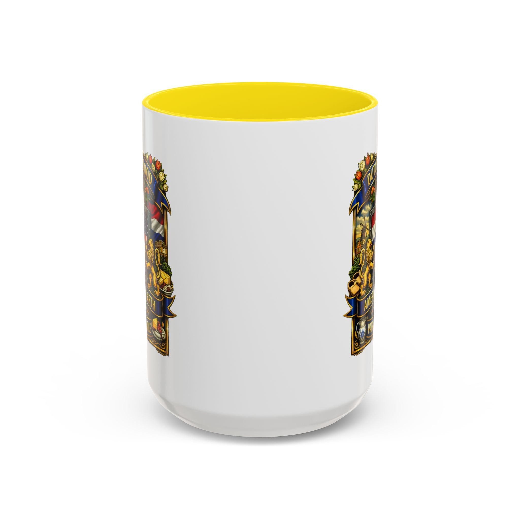 Dutch/American Pride Mug with Vintage Botanical Crest Design
