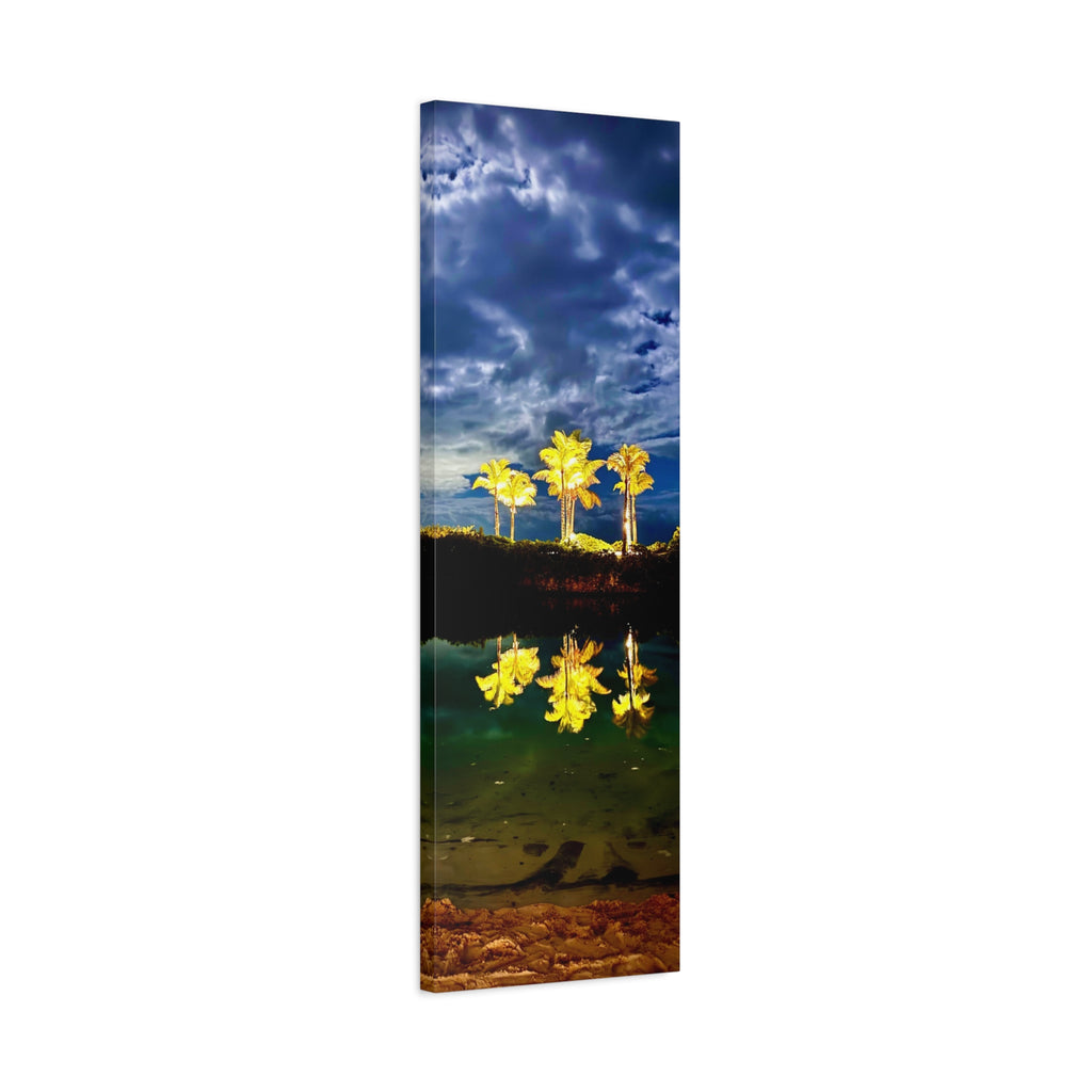 Palm Tree Reflection Matte Canvas Wall Art — Quanta Roo, Tropical Evening
