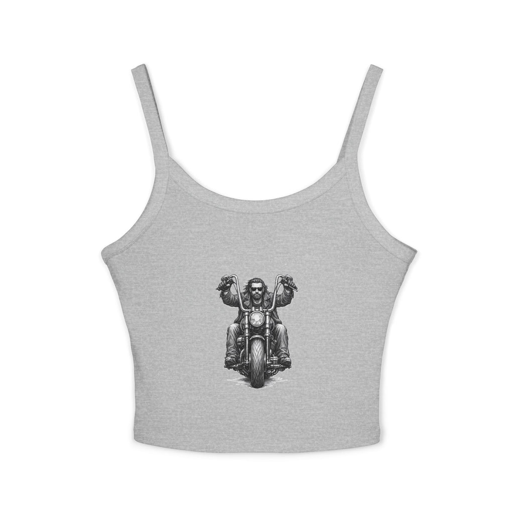 Motorcycle Rider Crop Tank Top — Vintage Biker Graphic