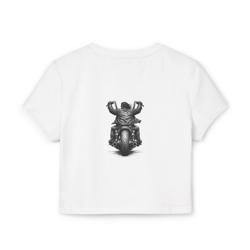 Biker Women's Baby Tee — Vintage "BBBAD" Design