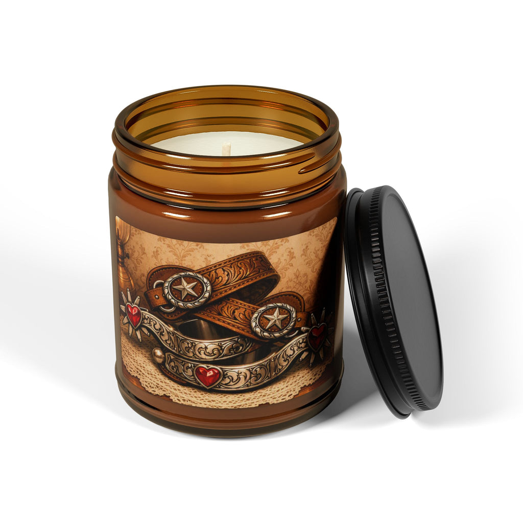 Rustic Cowgirl Scented Soy Candle — Amber Jar (Warm Spice & Cedar)
