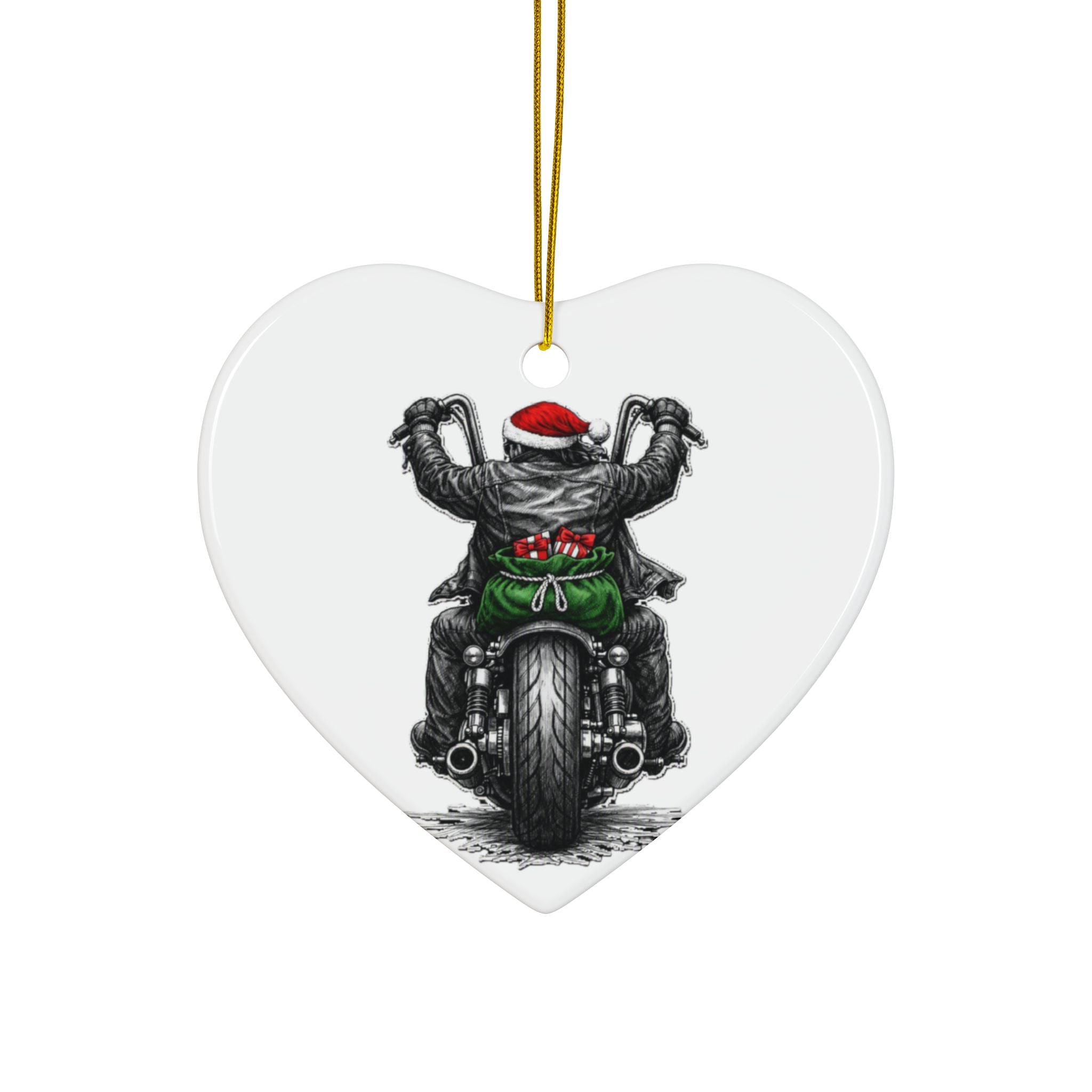 Copy of Biker Motorcycle Ceramic Ornament — Double-Sided Round Holiday Decoration