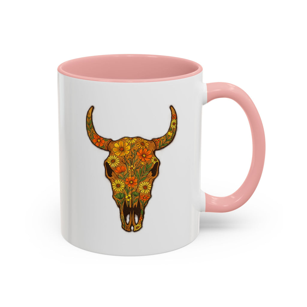 Copy of Turquoise Floral Bull Skull Coffee Mug — Southwestern Accent 11/15oz