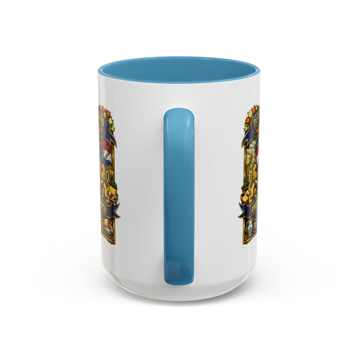 Dutch/American Pride Mug with Vintage Botanical Crest Design