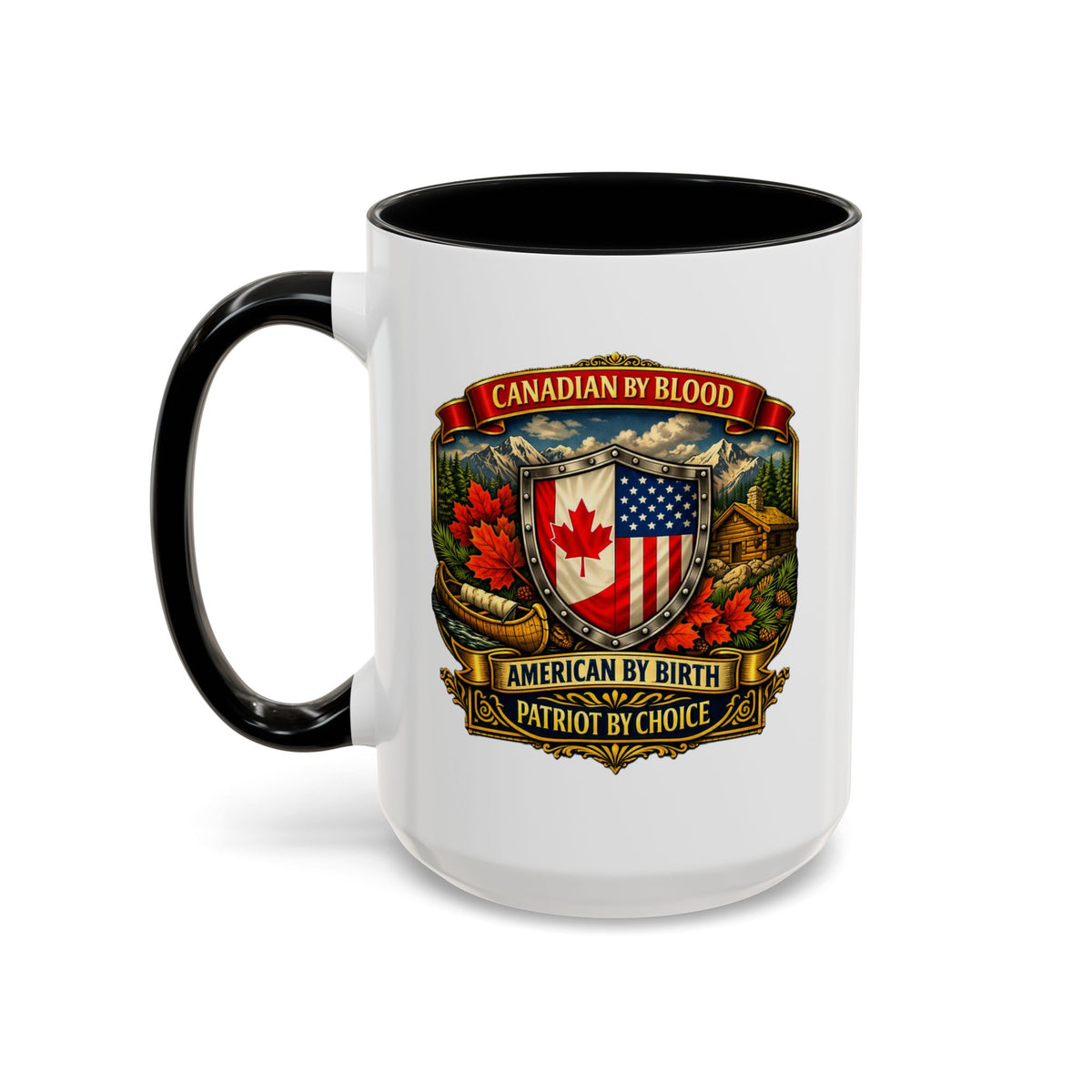 Canadian/American Pride Coat of Arms Accent Coffee Mug (11/15oz)