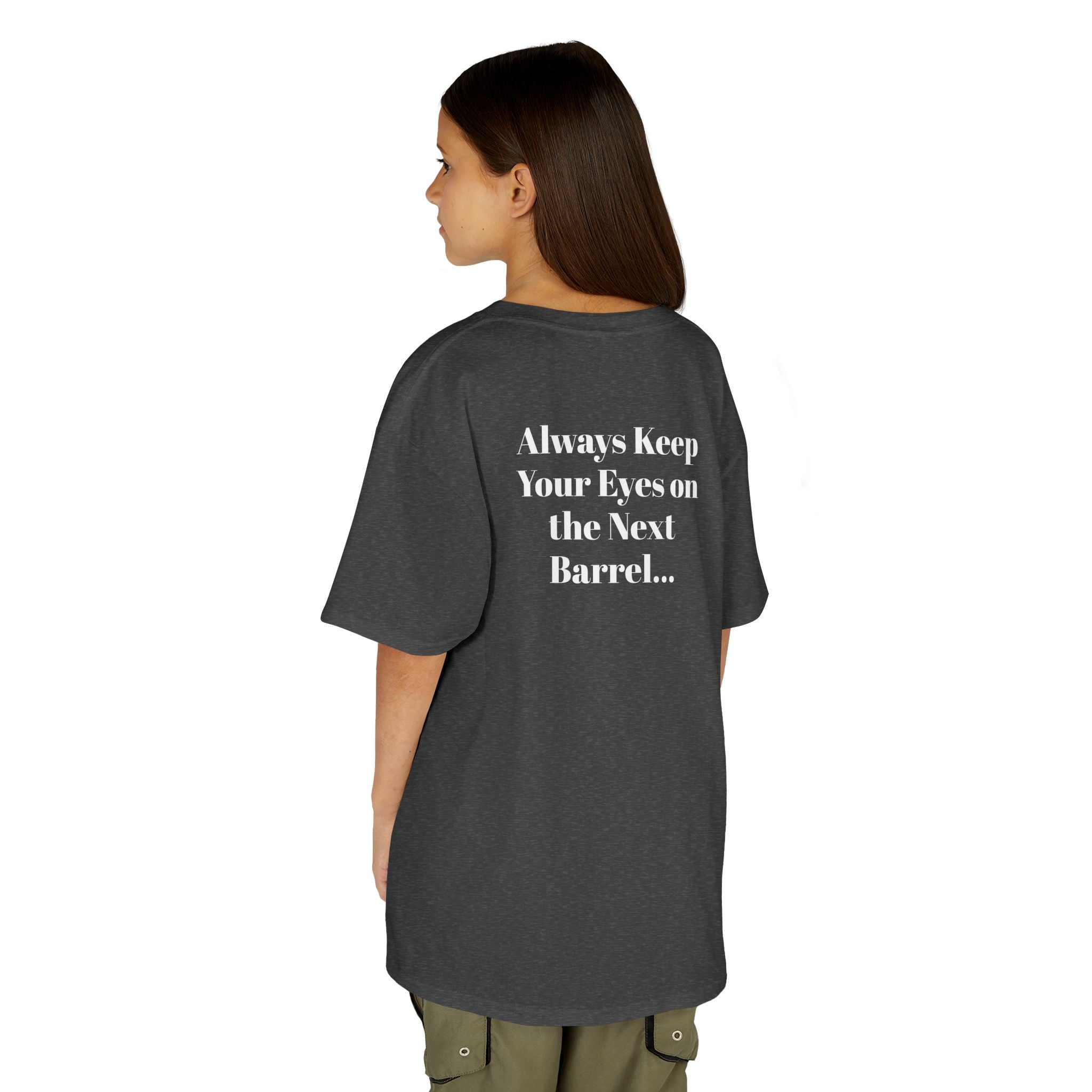 Kids T-Shirt — 'Always Keep Your Eye On the Next Barrel' Cowgirl Graphic
