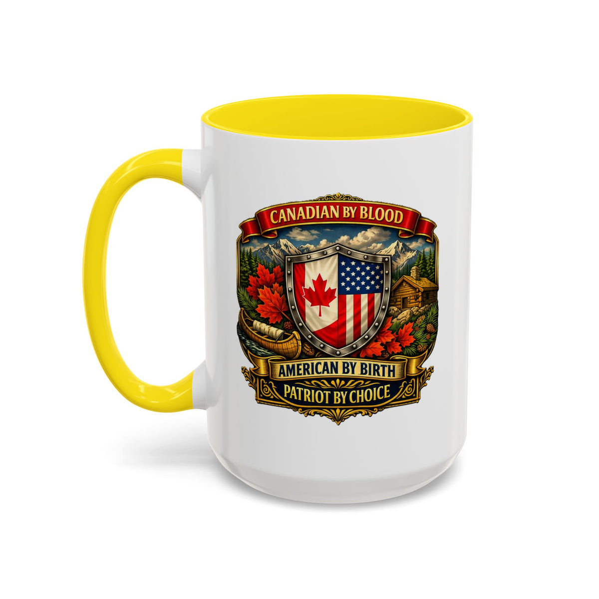 Canadian by Blood American by Birth Accent Coffee Mug — Patriot by Choice 11/15oz