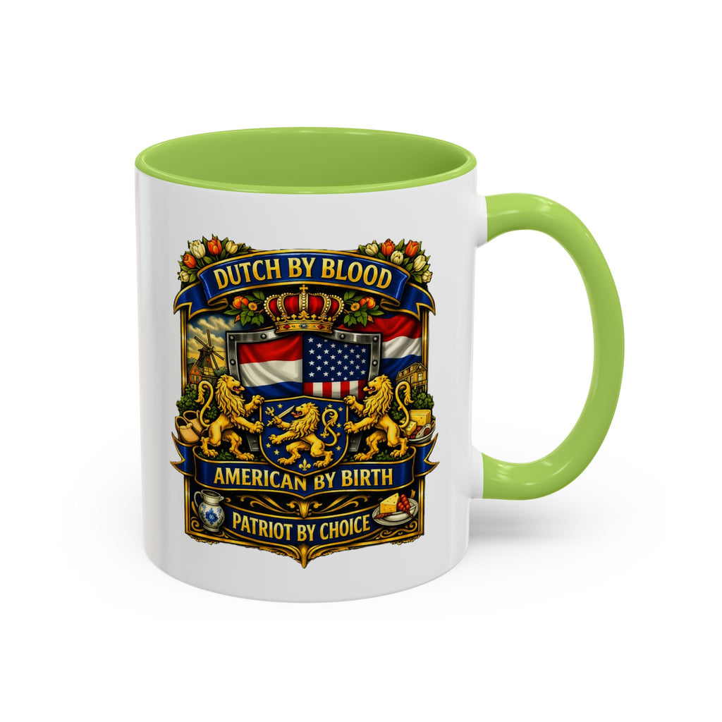 Dutch/American Pride Mug with Vintage Botanical Crest Design