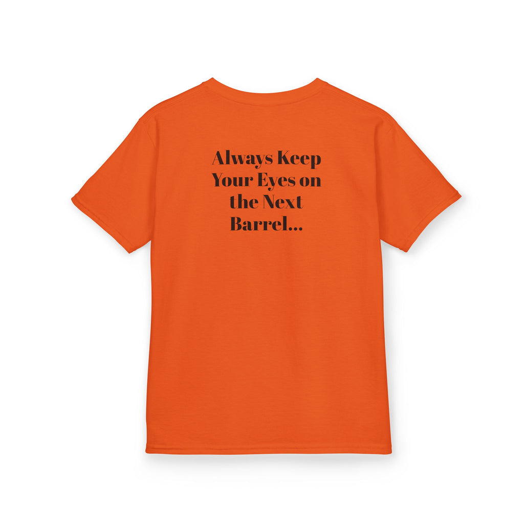 Kids T-Shirt — 'Always Keep Your Eye On the Next Barrel' Cowgirl Graphic