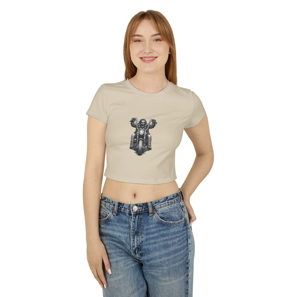 Biker Women's Baby Tee — Vintage "BBBAD" Design