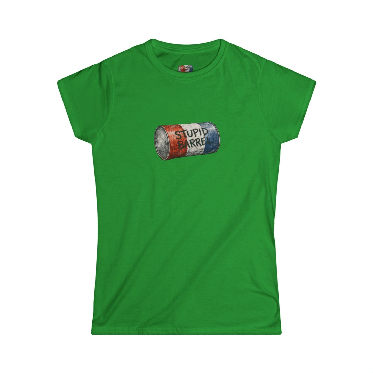 "Stupid Barrel" Women's White Soft style Tee — Classic Everyday Crewneck T-Shirt