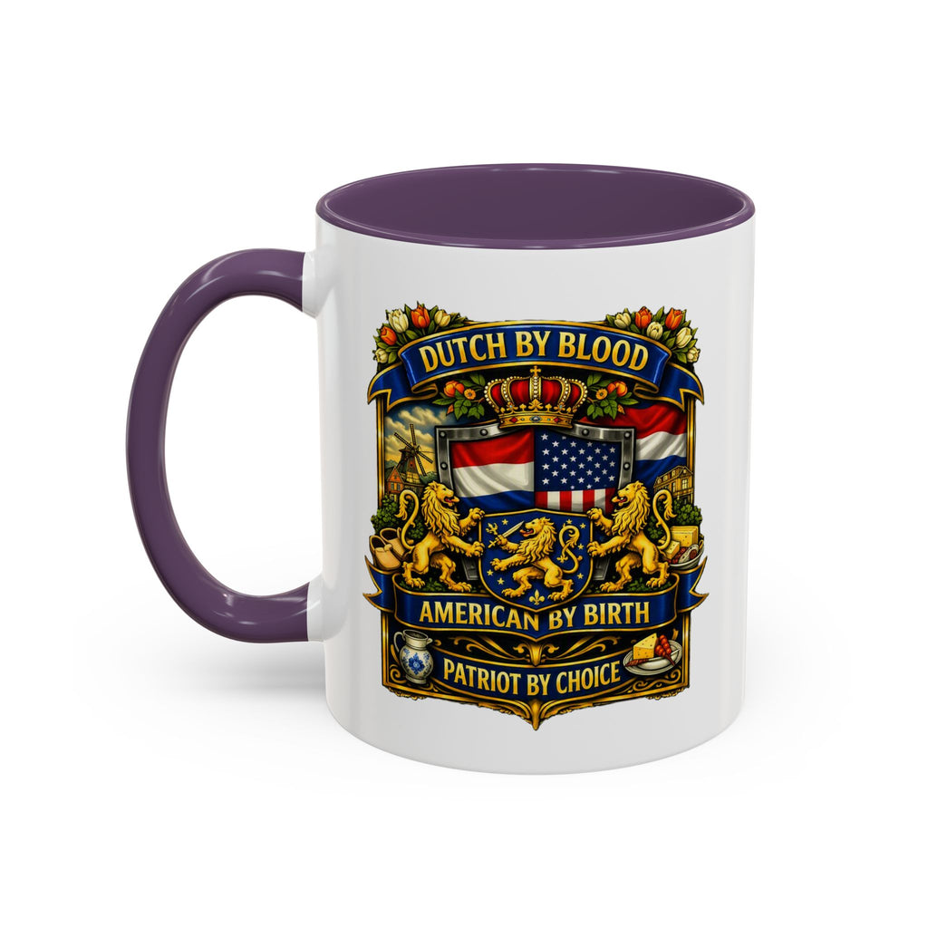 Dutch/American Pride Mug with Vintage Botanical Crest Design