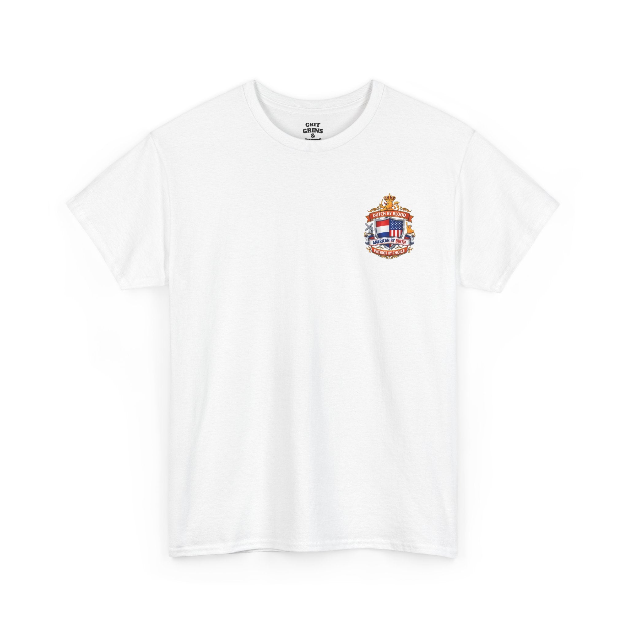 Dutch by Blood, American by Birth T-Shirt — Patriotic Netherlands USA Crest Tee
