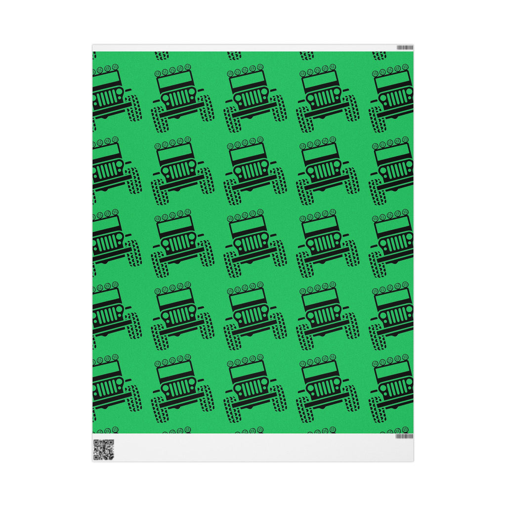 Green 4X4 offroad Pattern Wrapping Paper — Succulent-Themed Gift Wrap for Jeep Lovers