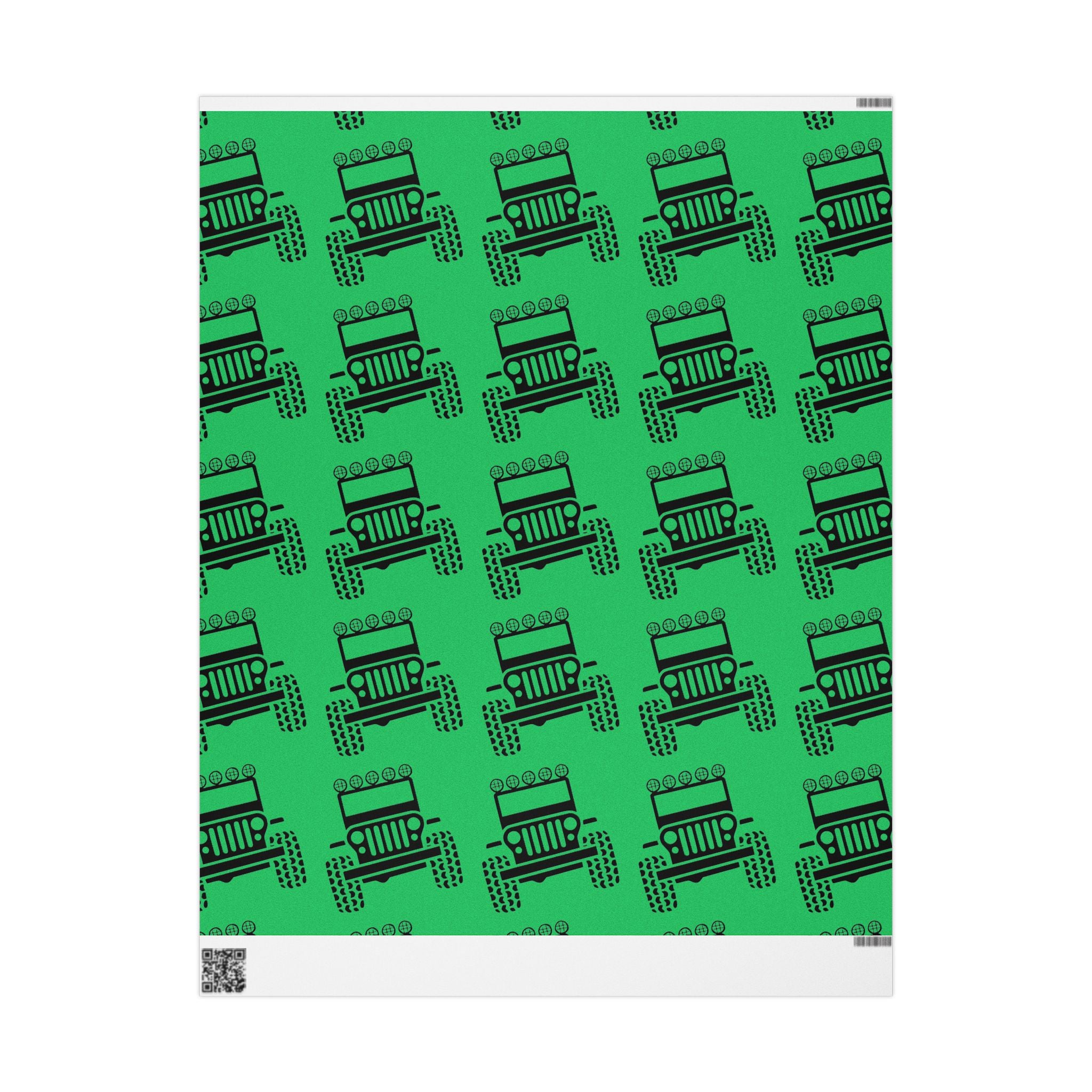 Green 4X4 offroad Pattern Wrapping Paper — Succulent-Themed Gift Wrap for Jeep Lovers