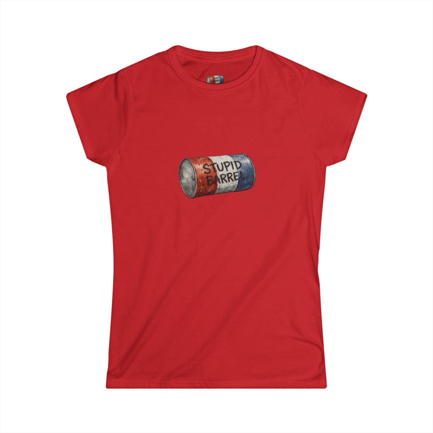 "Stupid Barrel" Women's White Soft style Tee — Classic Everyday Crewneck T-Shirt