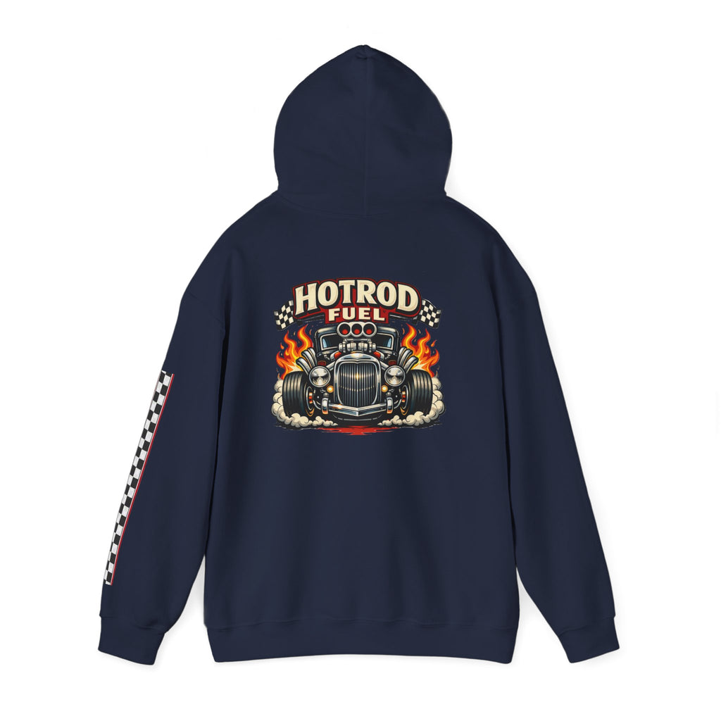 Hot Rod Hoodie — "Hot Rod Fuel" Vintage Car Racing Pullover