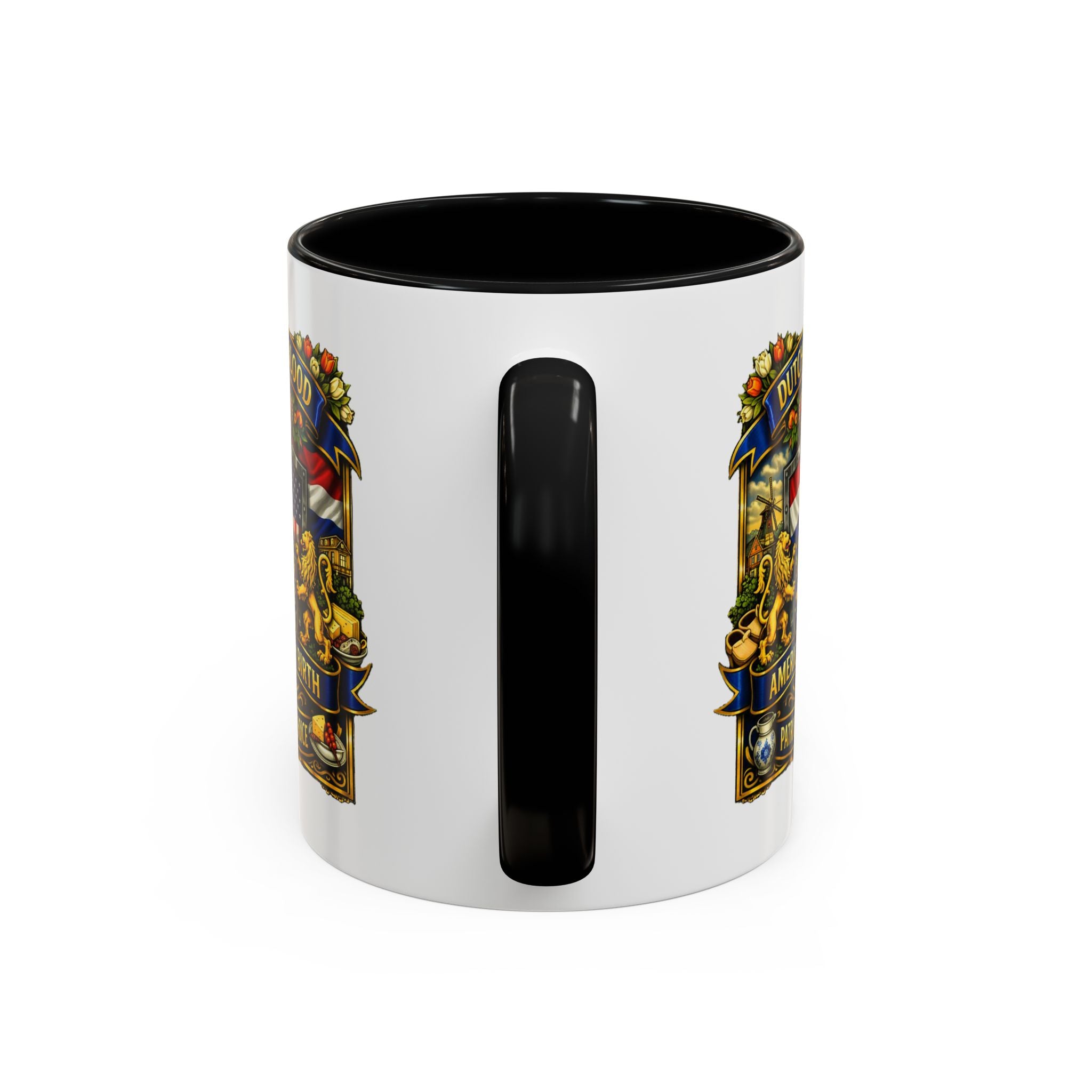 Dutch/American Pride Mug with Vintage Botanical Crest Design