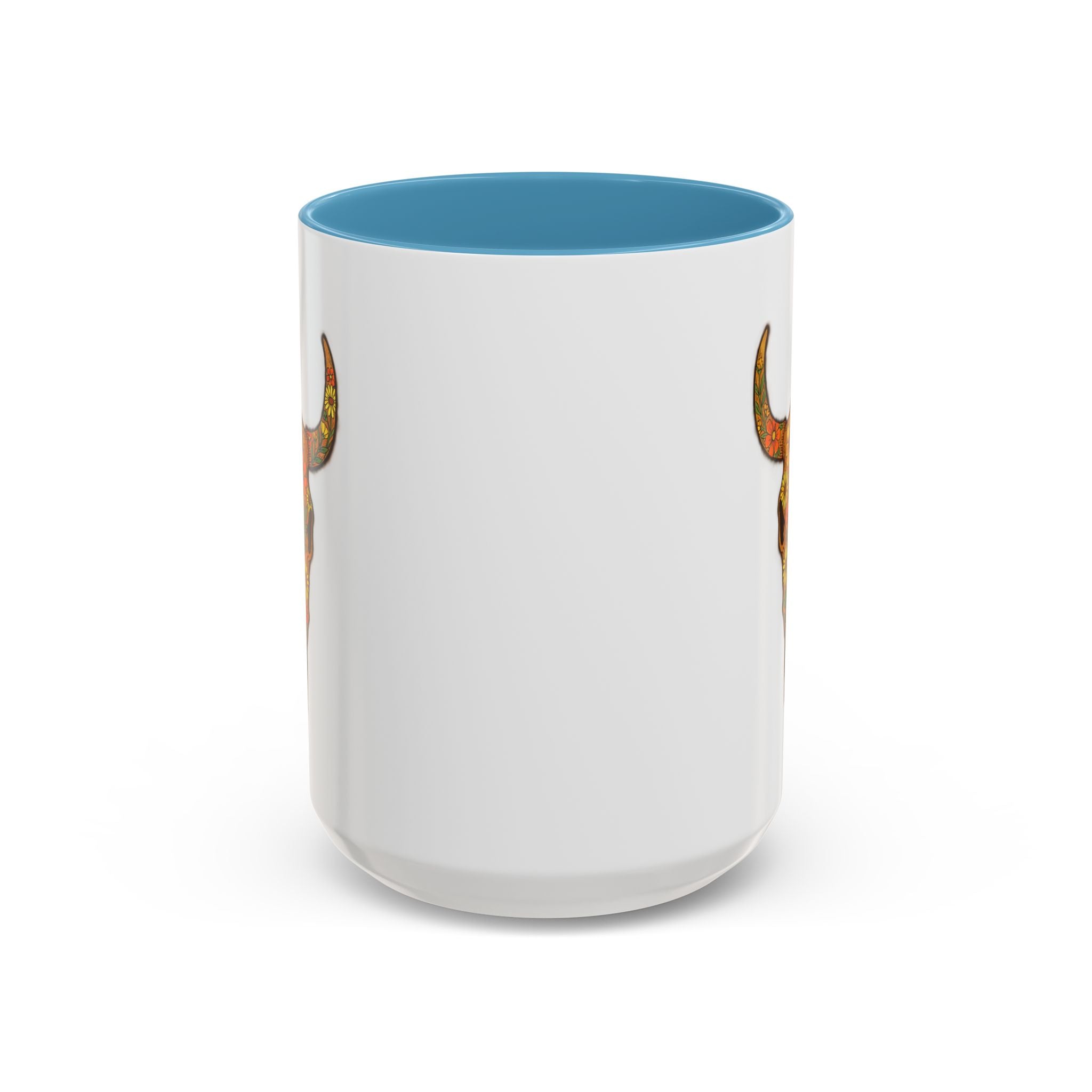 Copy of Turquoise Floral Bull Skull Coffee Mug — Southwestern Accent 11/15oz