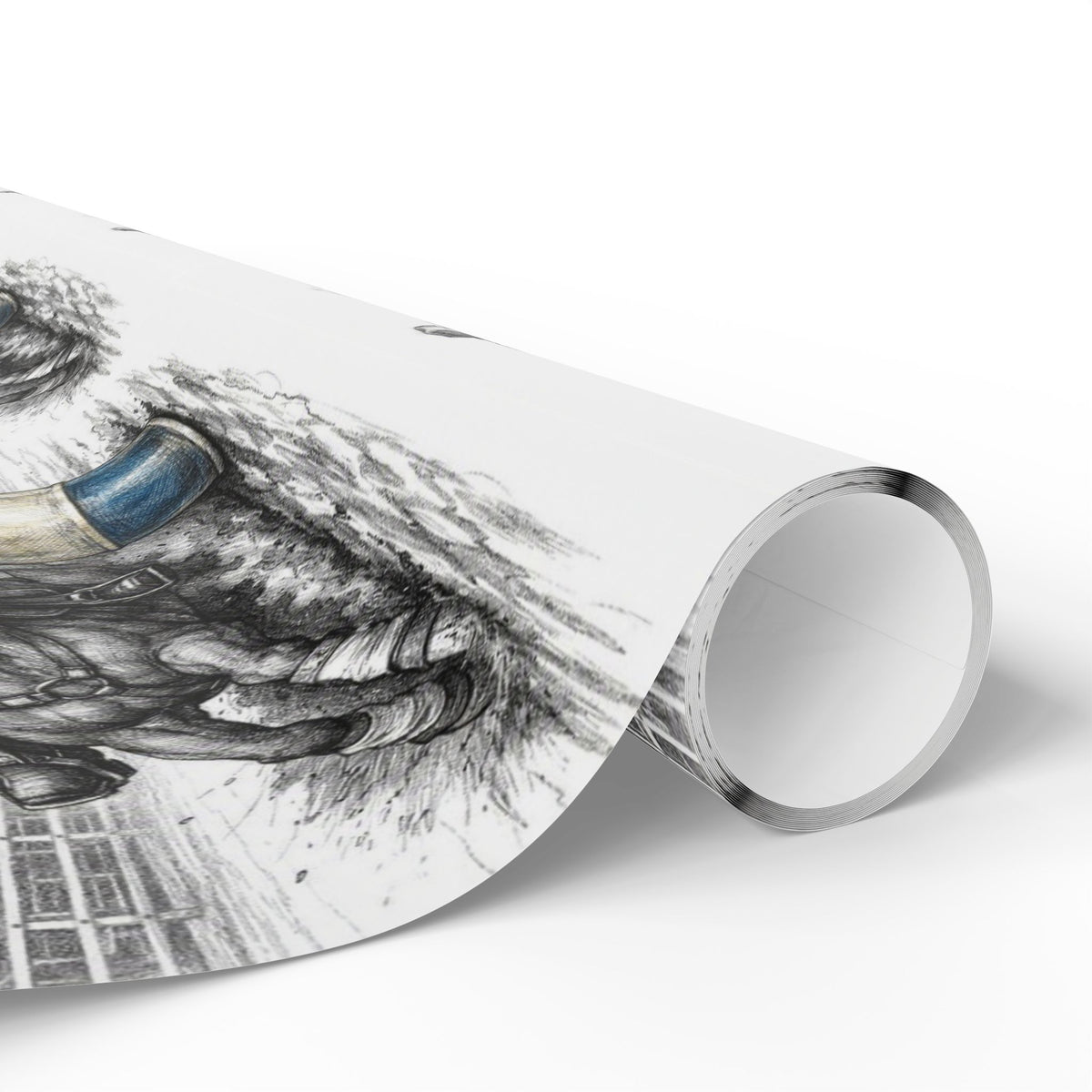Barrel Racing Wrapping Paper Roll — Black Sketch Rodeo Gift Wrap