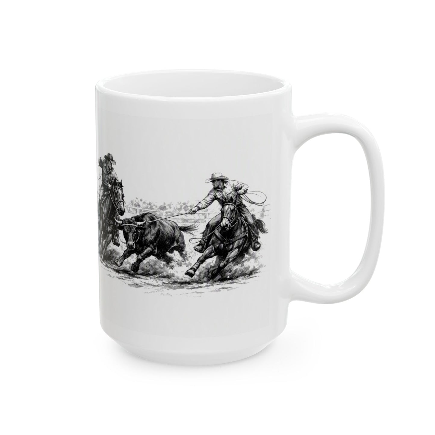 Cowboy Rodeo Vintage Sketch Ceramic Mug – Western Coffee Cup (11oz & 15oz)