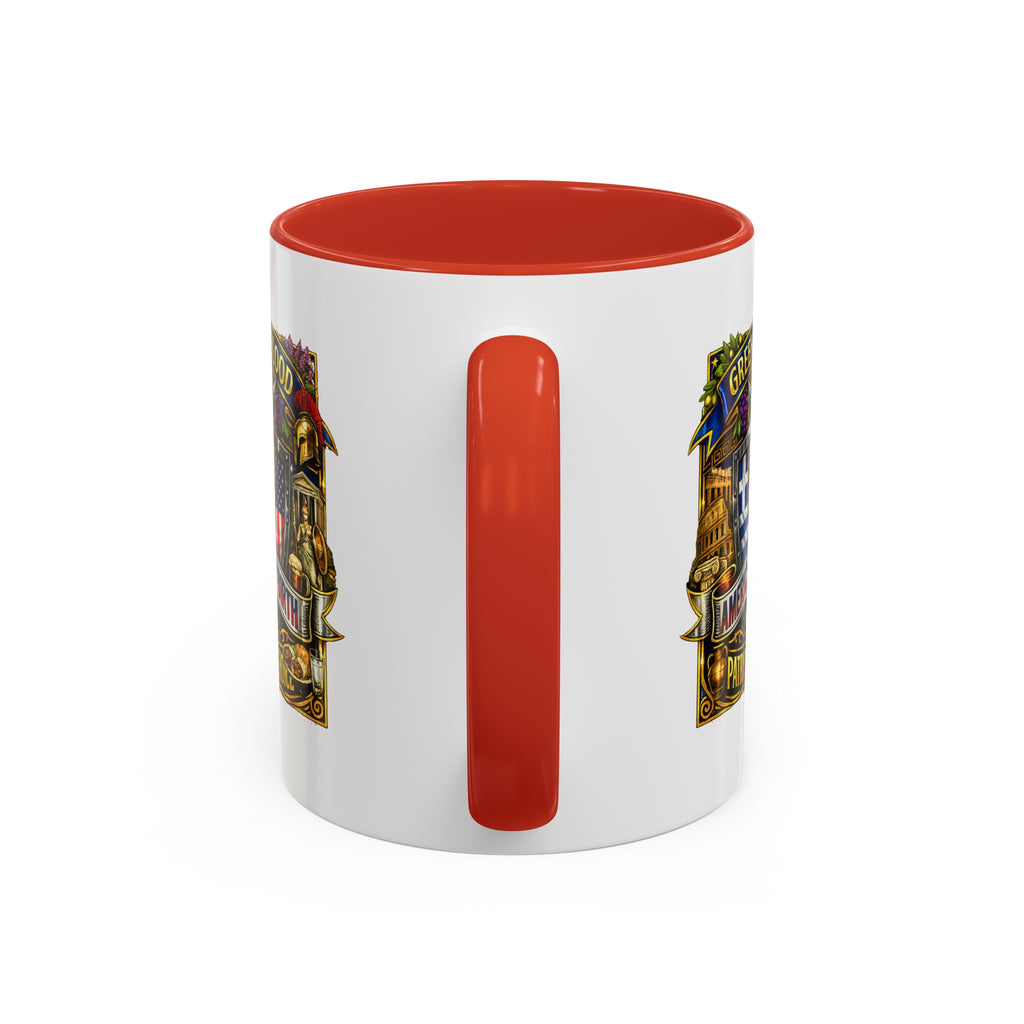 Greek by Blood, American by Birth Accent Coffee Mug – Patriotic Greek Heritage 11/15oz