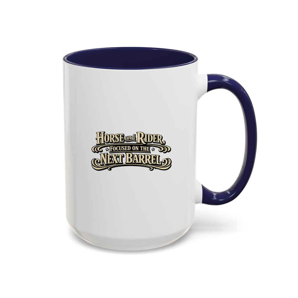 Barrel Racing Coffee Mug — "Horse and Rider Focused on the Next Barrel"