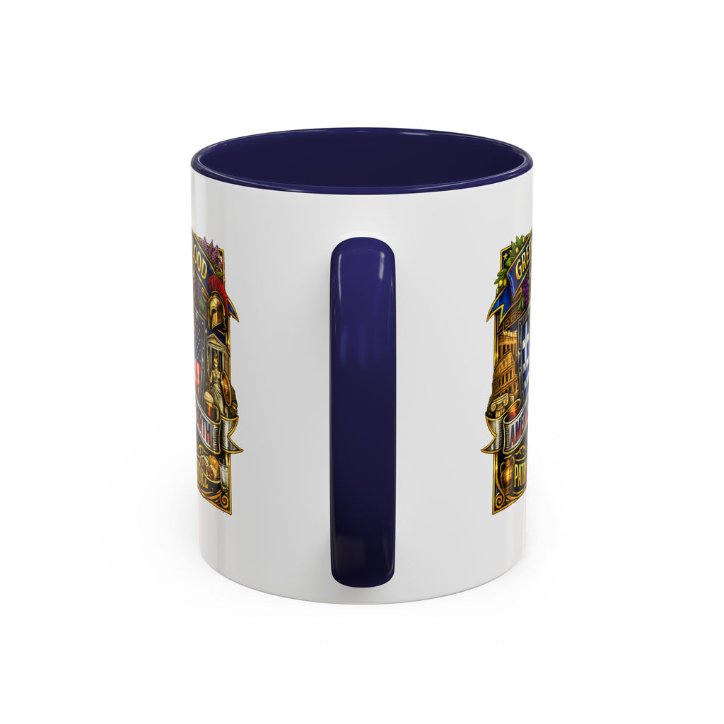 Greek by Blood, American by Birth Accent Coffee Mug – Patriotic Greek Heritage 11/15oz