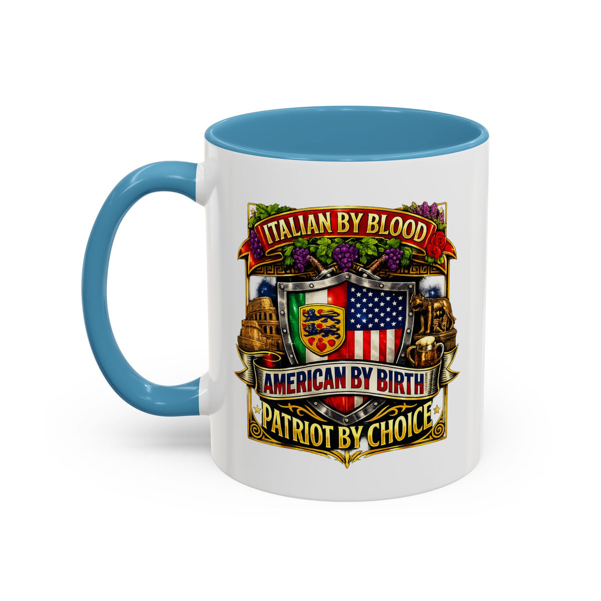 Italian by Blood American by Birth "Patriot by Choice" Accent Coffee Mug (11/15oz)