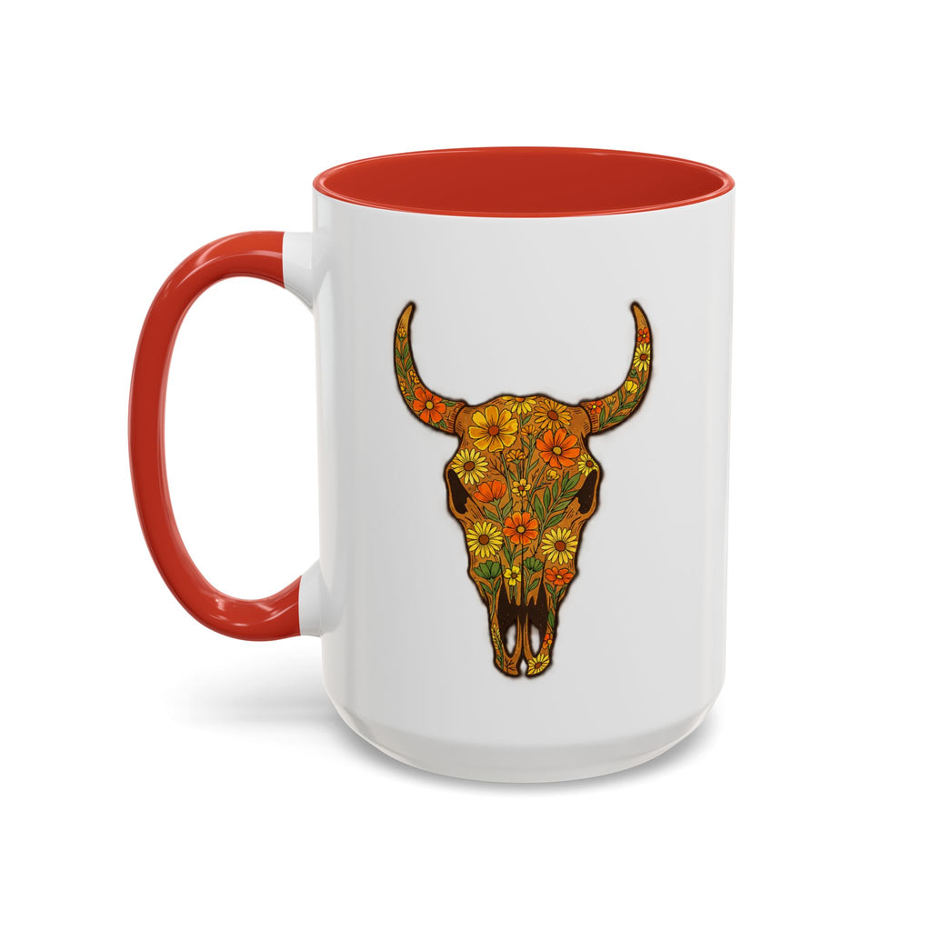 Copy of Turquoise Floral Bull Skull Coffee Mug — Southwestern Accent 11/15oz