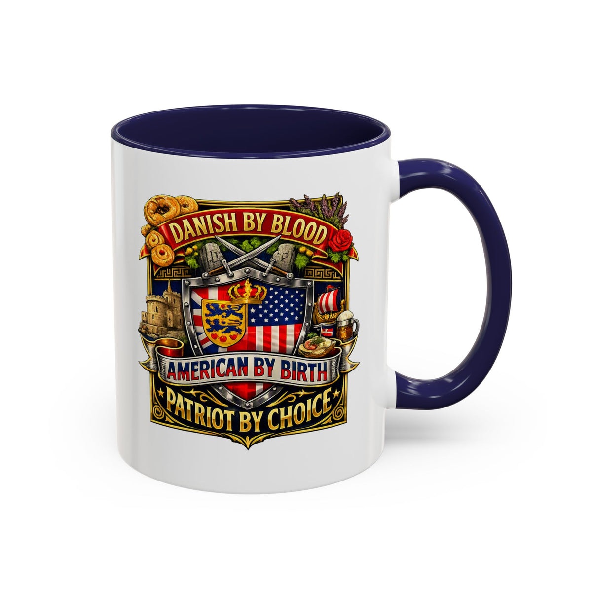 Danish/American Pride Danish by Blood, American by Birth Accent Coffee Mug (11/15oz)