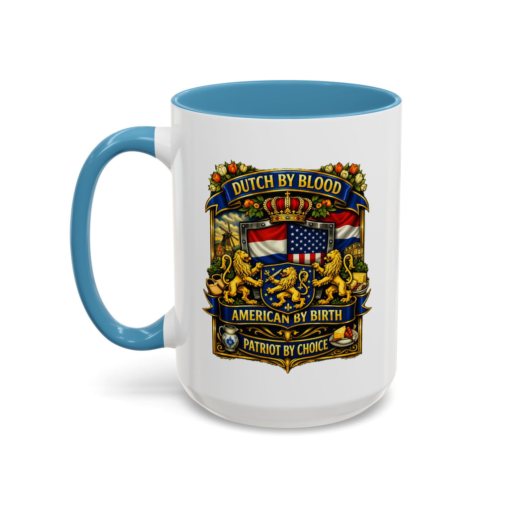 Dutch/American Pride Mug with Vintage Botanical Crest Design