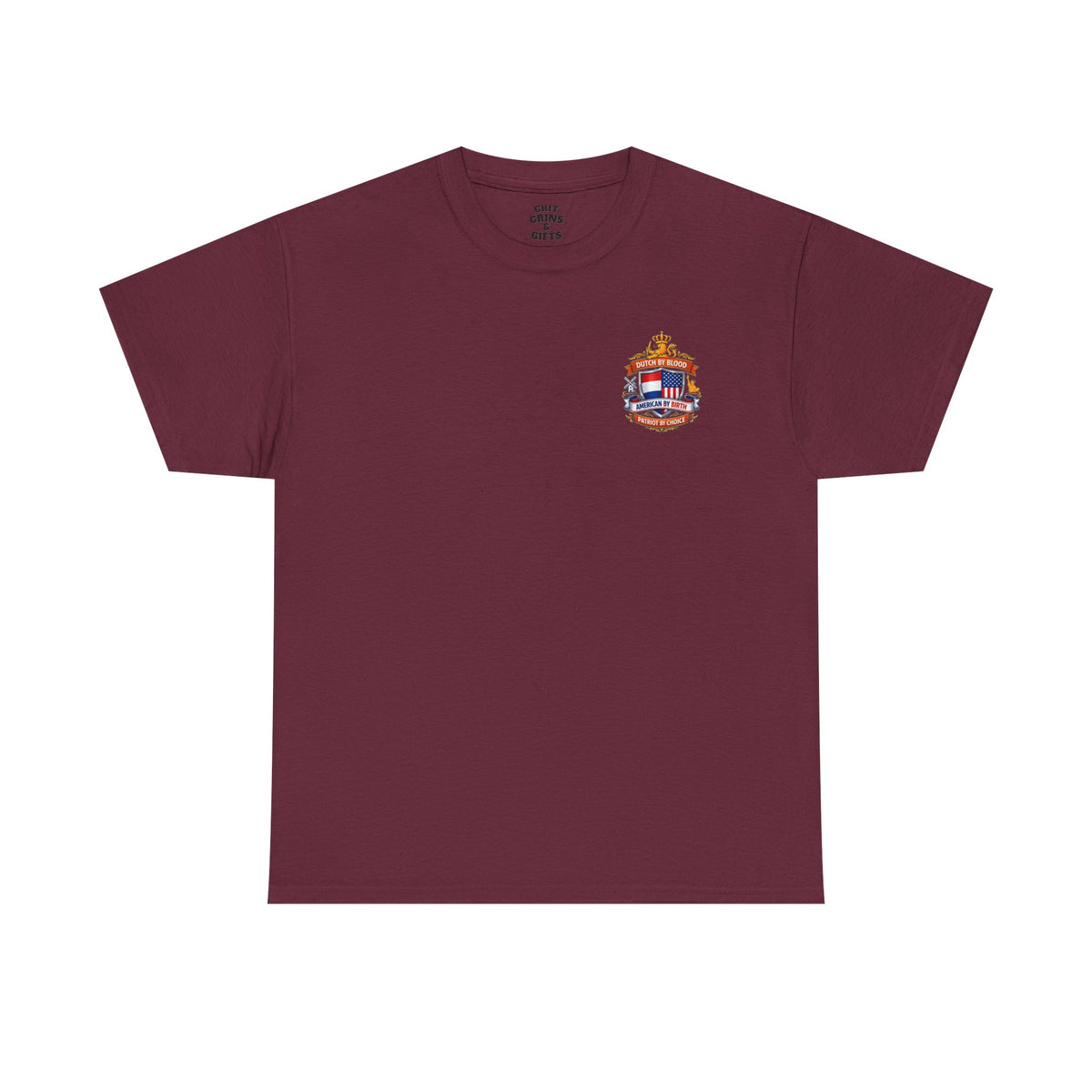 Dutch by Blood, American by Birth T-Shirt — Patriotic Netherlands USA Crest Tee